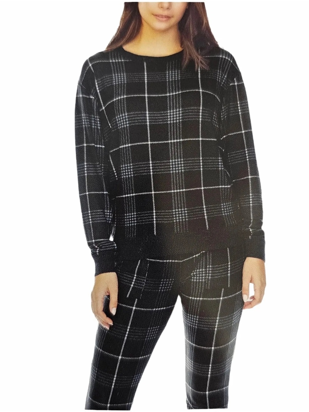 Honeydew Intimates Black & White Plaid Knit Pullover Pajama set